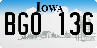 IA license plate BGO136