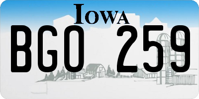 IA license plate BGO259