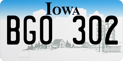 IA license plate BGO302