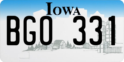 IA license plate BGO331