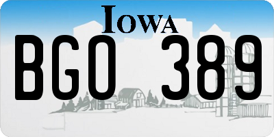 IA license plate BGO389