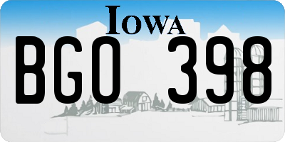 IA license plate BGO398