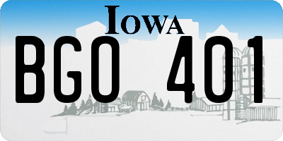 IA license plate BGO401