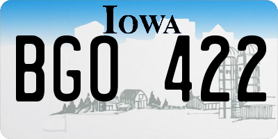 IA license plate BGO422