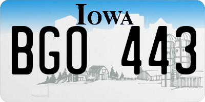 IA license plate BGO443