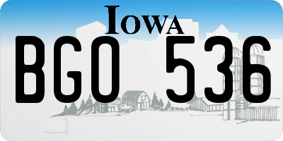 IA license plate BGO536