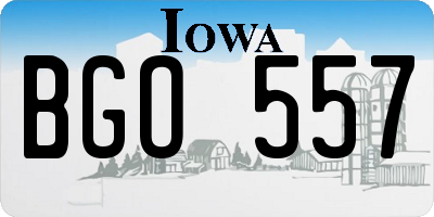 IA license plate BGO557