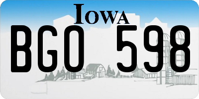 IA license plate BGO598