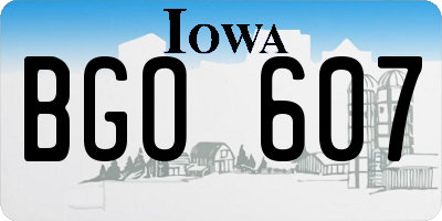 IA license plate BGO607