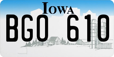IA license plate BGO610