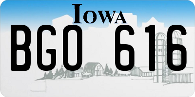 IA license plate BGO616