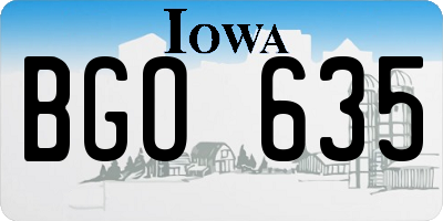 IA license plate BGO635