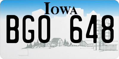 IA license plate BGO648