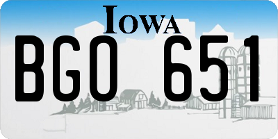 IA license plate BGO651