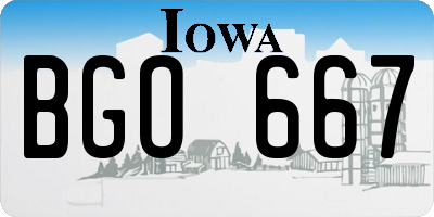 IA license plate BGO667