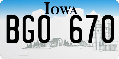 IA license plate BGO670