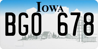 IA license plate BGO678