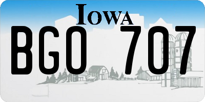 IA license plate BGO707