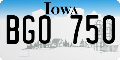 IA license plate BGO750
