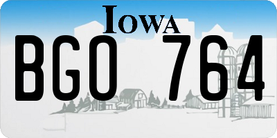 IA license plate BGO764