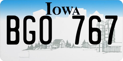 IA license plate BGO767