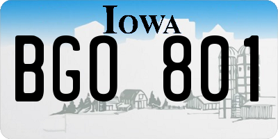 IA license plate BGO801