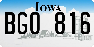 IA license plate BGO816