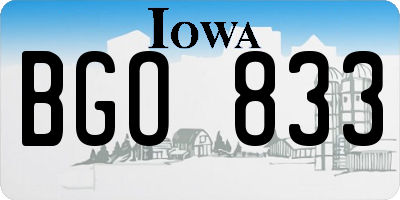 IA license plate BGO833