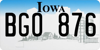 IA license plate BGO876