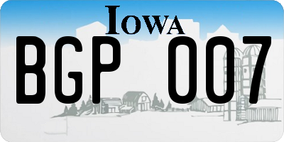 IA license plate BGP007