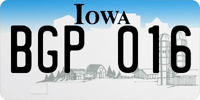 IA license plate BGP016