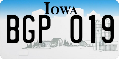 IA license plate BGP019