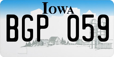 IA license plate BGP059