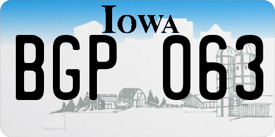 IA license plate BGP063