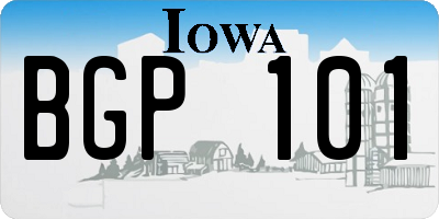 IA license plate BGP101