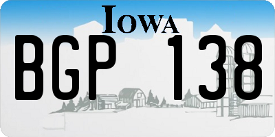 IA license plate BGP138