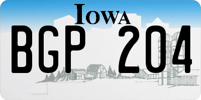 IA license plate BGP204