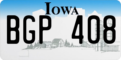 IA license plate BGP408