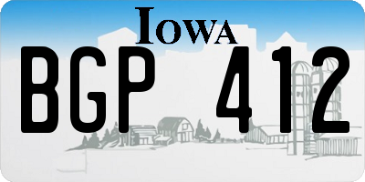 IA license plate BGP412