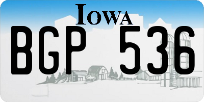 IA license plate BGP536