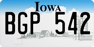 IA license plate BGP542