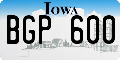 IA license plate BGP600