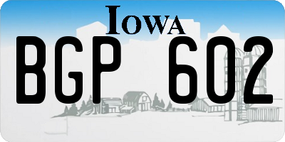 IA license plate BGP602