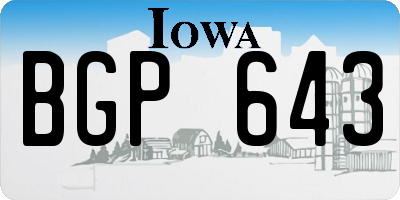 IA license plate BGP643