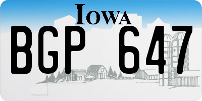 IA license plate BGP647