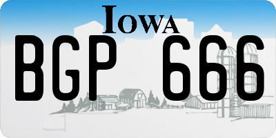 IA license plate BGP666