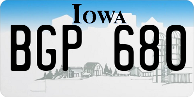 IA license plate BGP680
