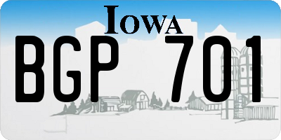IA license plate BGP701
