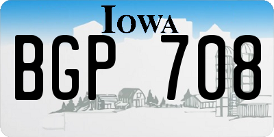 IA license plate BGP708