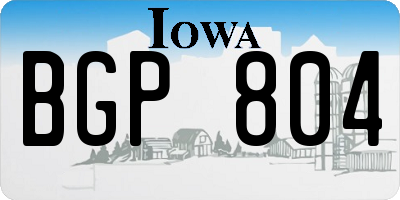 IA license plate BGP804